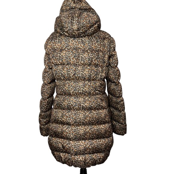 Scotch & Soda Maison Scotch Punk Radar Women's Leopard Print Down Puffer Coat L - Picture 2 of 16